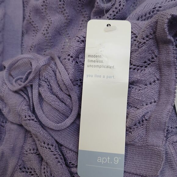 Apt 9 Womens Purple Lavender Tie Front Lightweight Wavy Knit Cardigan Medium NEW - Picture 8 of 11